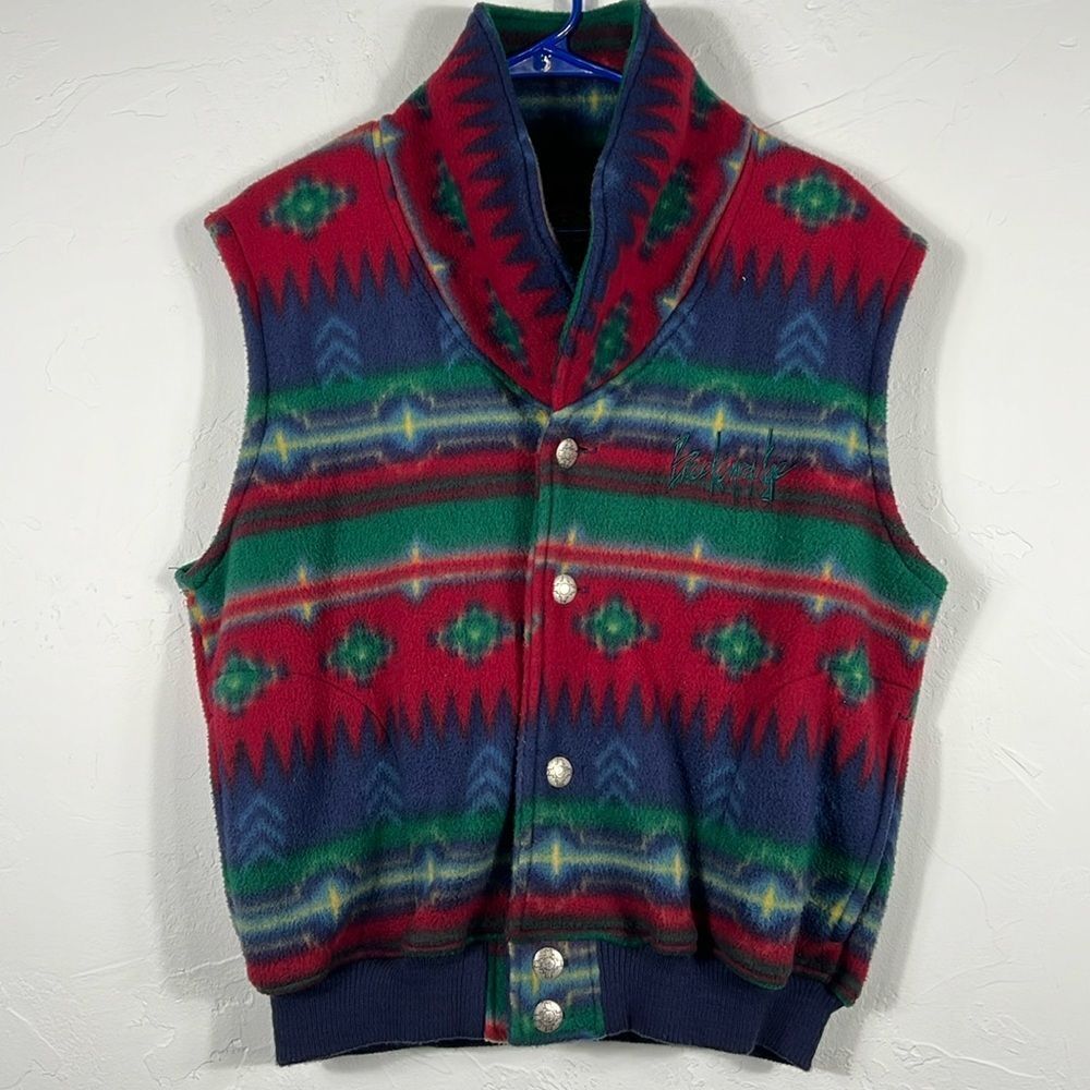 🔥🔥 Vintage 90s EMI Breckenridg Aztec Print Fleece Acrylic Vest Sz Medium - EUC